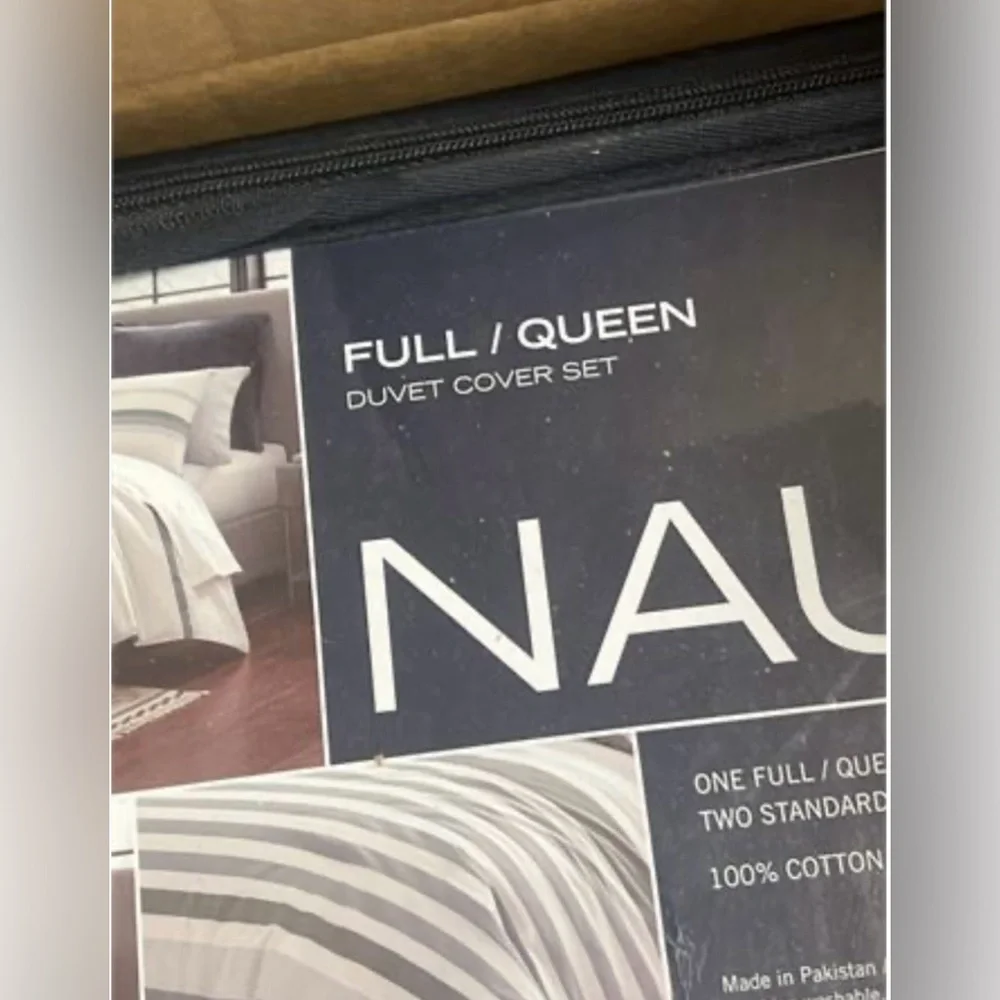 Nautica Lansier Cotton Grey Duvet Cover Set QUEEN